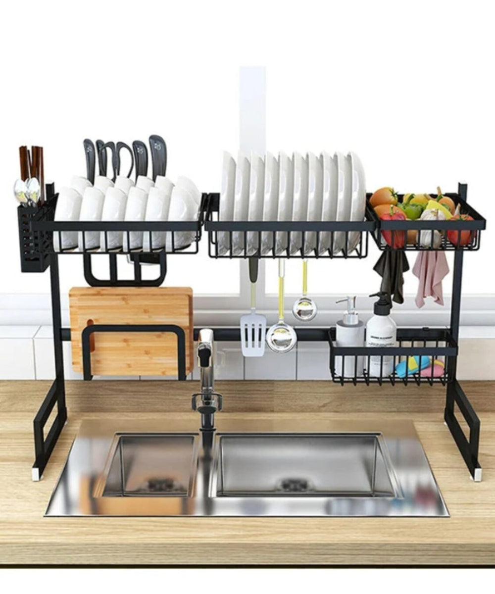 small dish rack over sink