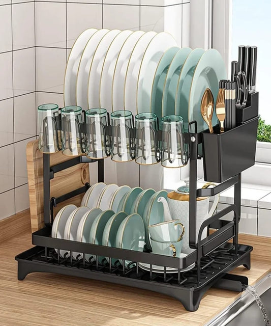 ( FREE Home Delivery ) Keep your kitchen organized and stylish with our premium dish rack – now at a massive 30% discount! Don't miss out – offer valid only for a limited time! SIZE: Length 42 cm, Height 29 cm, Depth 29 cm